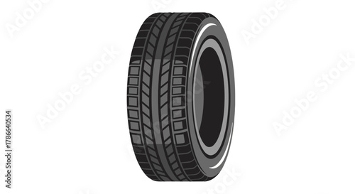 Realistic Car Tire Tread Pattern Isolated on Transparent Background Showing Grip and Durability for Automotive Use