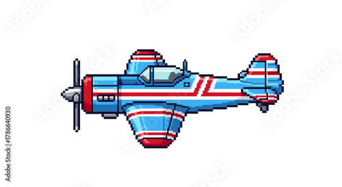 Retro Biplane Aircraft With Classic Stripes Flying Through Sky Isolated On Transparent Background Vector Art