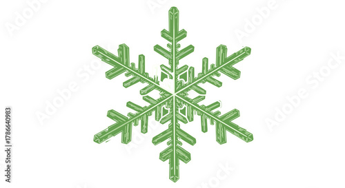 Intricate Snowflake Design with Six Arms Isolated on Transparent Background Symbolizing Winter Cold and Purity