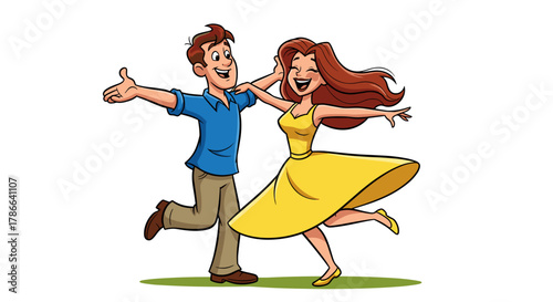 Joyful Couple Dancing Happiness Celebration Romantic Couple Movement Isolated on Transparent Background