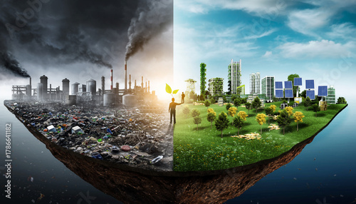 Humanity's pivotal choice Transforming urban decay into a vibrant, green future