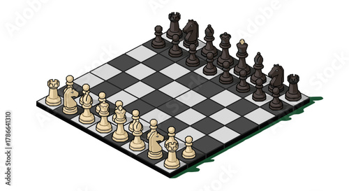 Strategic Chess Game Pieces Arranged for Play Isolated on Transparent Background