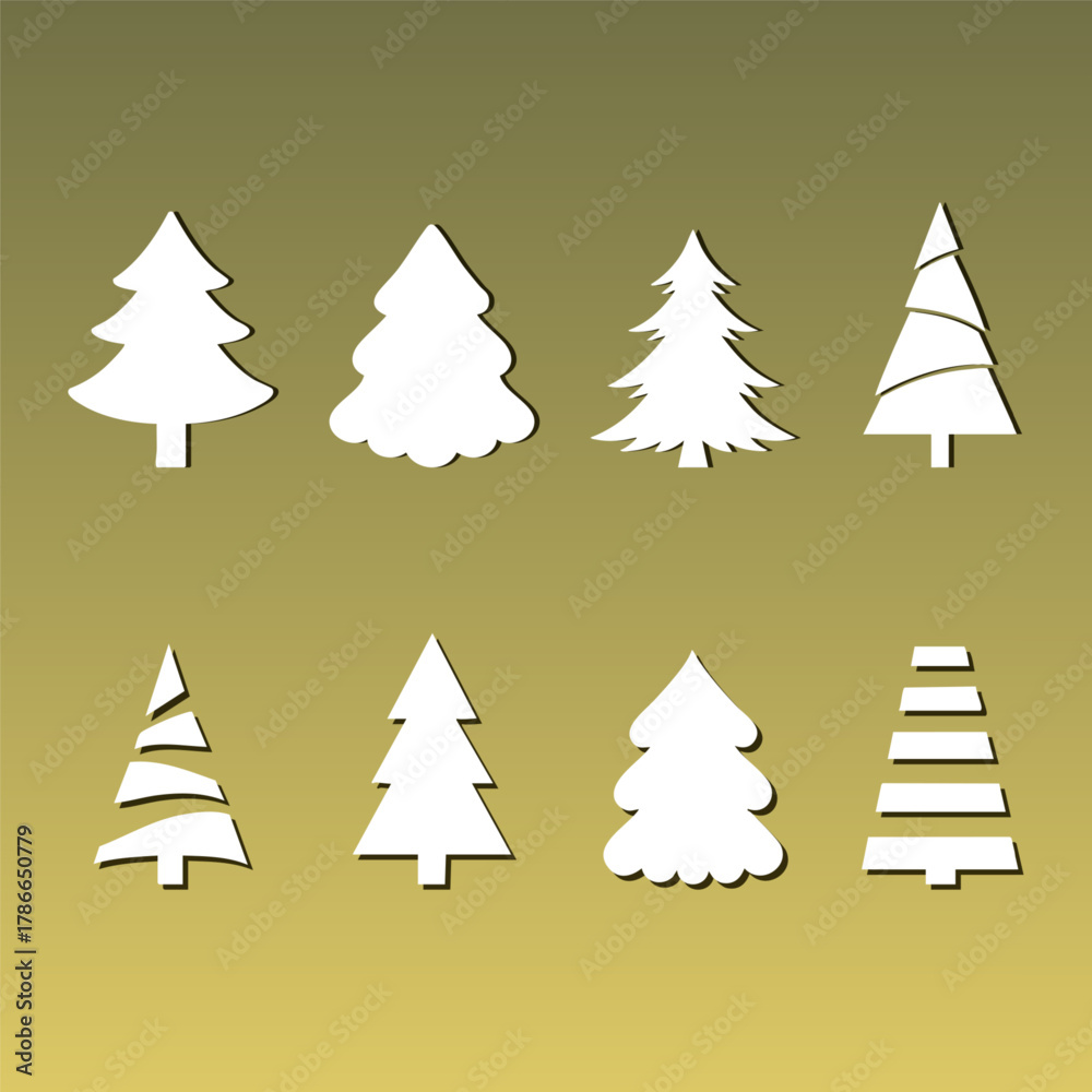 Obraz premium Stylized Pine Tree Silhouettes on Gradient Background. Abstract Holiday Graphic for Design Use. The clean layout and vibrant contrast make it suitable for both digital and print applications.