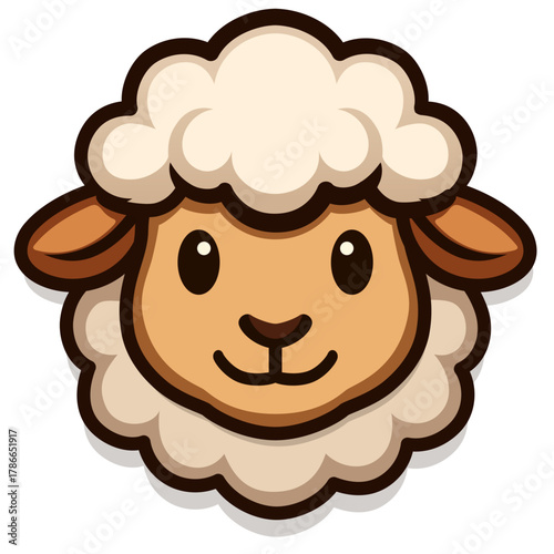 Cartoon Sheep Icon, Cute Farm Animal Vector Illustration