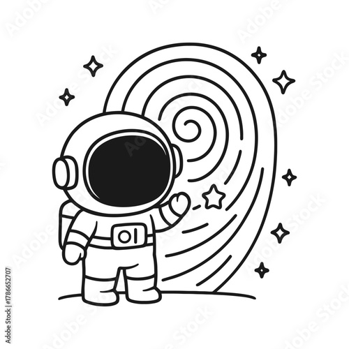 Space astronaut. Hand-drawn coloring pages