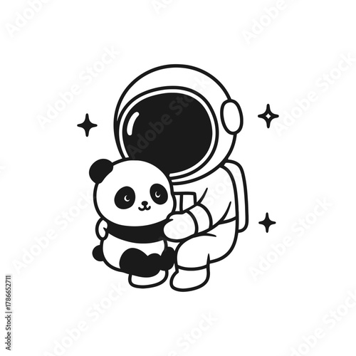 Space astronaut. Hand-drawn coloring pages