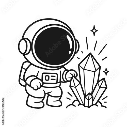 Astronauts find diamonds. Hand-drawn coloring pages