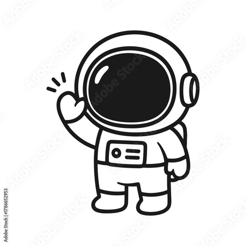 Astronaut say hi. Hand-drawn coloring pages