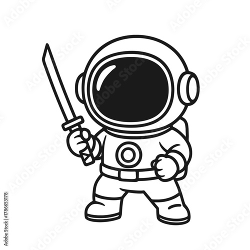 Astronauts become ninjas. Hand-drawn coloring pages