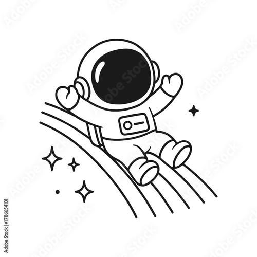 Astronaut carrying a cactus. Hand-drawn coloring pages