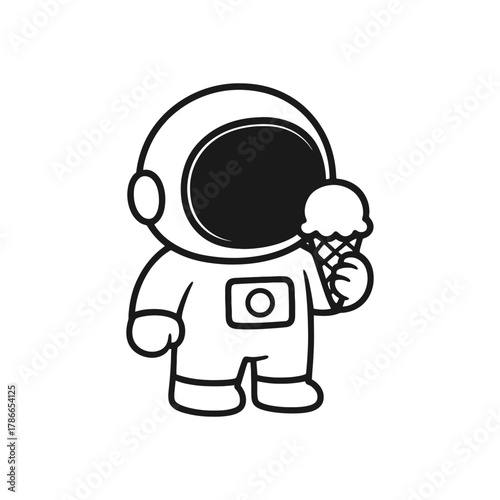 Astronauts eating ice. Hand-drawn coloring pages