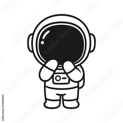 Embarrassed astronaut. Hand-drawn coloring pages