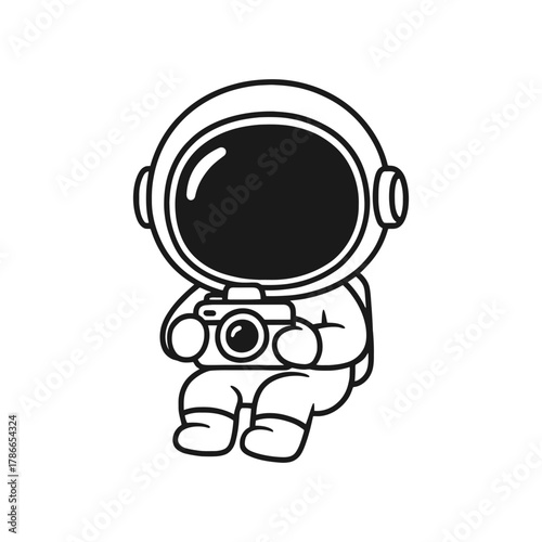 Astronauts learn to take photos. Hand-drawn coloring pages