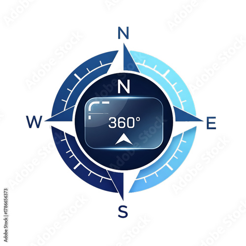 Compass showing north direction for navigation and travel guidance.