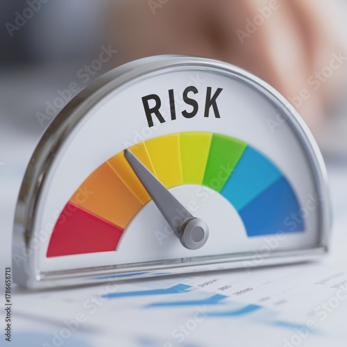 Risk Level Gauge on Colorful Scale