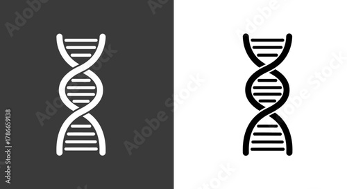 A sleek, minimalist vector icon depicting the intricate DNA double helix structure, symbolizing genetics, biology, and medical research concepts.