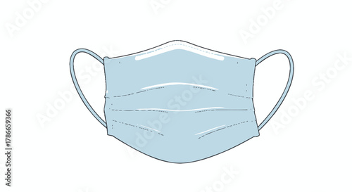 A vector illustration showcasing a light blue surgical face mask, essential for protection against viruses and bacteria, promoting health and safety in various environments.