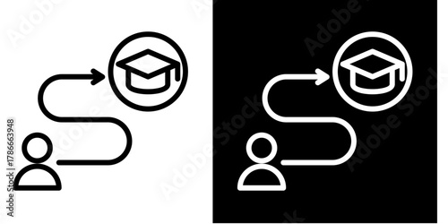 Learning Path  Icon Set White Mix Style Collection
