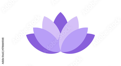 Beautifully illustrated purple lotus flower icon, symbolizing peace, purity, and enlightenment with elegant petal design on a clean white background, perfect for wellness and spiritual branding