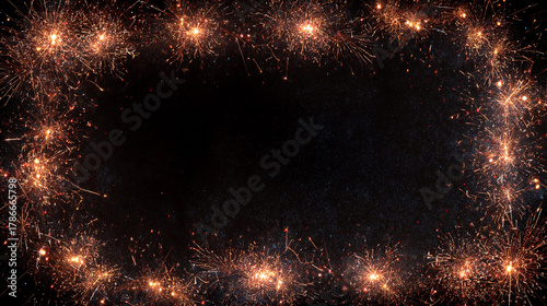 Colorful sparks create a vibrant frame during a night celebration