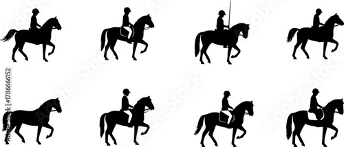 Equestrian silhouette, Horse riding silhouette, Equestrian, Horse riding, Equestrian sports silhouette, Equestrian clipart, Equestrian horse jumping silhouette set