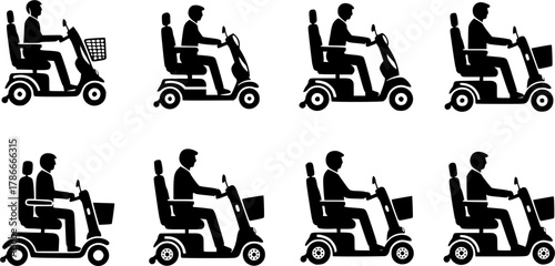 Mobility scooter silhouette, Mobility scooter, Mobility scooter clipart, Mobility scooter vector set