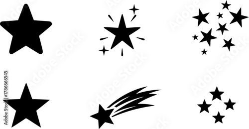 Sparkle star, Sparkling stars , Stars, Sparkle star silhouette, Sparkling stars silhouette, Stars silhouette, Sparkle, Shooting star set