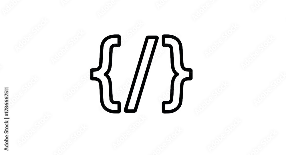 Obraz premium Code symbols icon on transparent background for software and web design