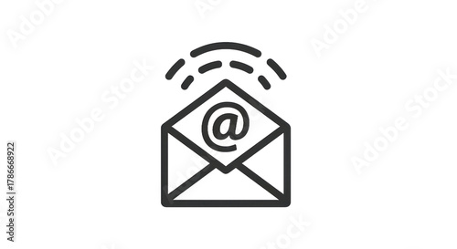 Email communication icon with signal waves concept on transparent background