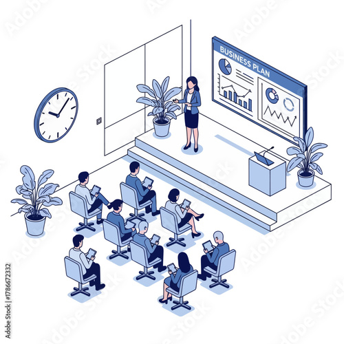 Business training or courses concept. Can use for web banner, infographics, hero images, isometric vector modern illustration