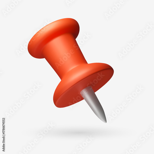 3D paper pin icon. Realistic vector illustration isolated on white background