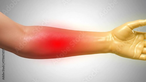 Medical Illustration Arm Skin Infection Inflammation Anatomy With Red Highlight Against Gray Background for Healthcare Education and Awareness