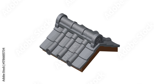 Traditional japanese roof tile vector illustration on white backdrop