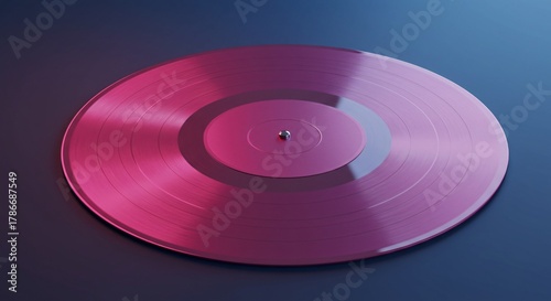 a pink vinyl record on a blue background