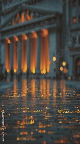 The bank building is built on a microchip.