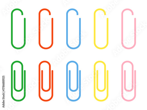 カラフルなゼムクリップのイラストセット