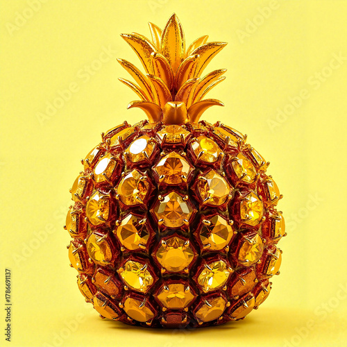 Artistic gemstone pineapple sculpture crafted with precision for luxurious interior design