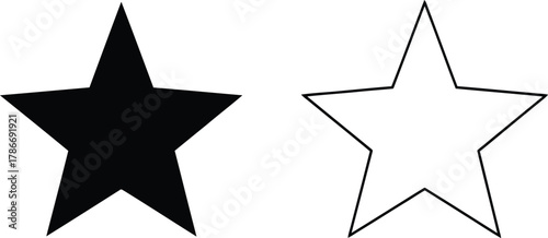 Black star stands solid while its outline counterpart shines with transparent background