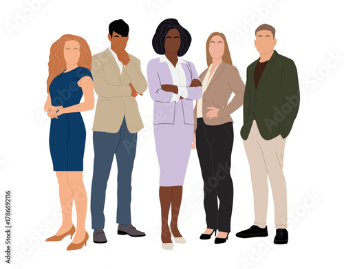 Business multinational team isolated on a white background. Group of faceless business people standing together