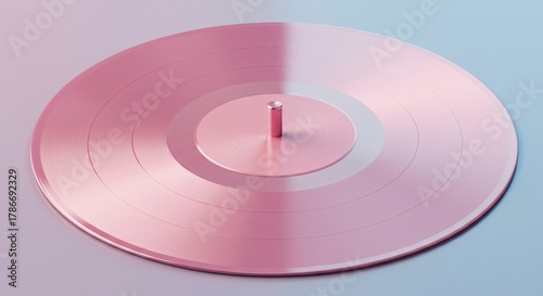 a pink record on a blue background