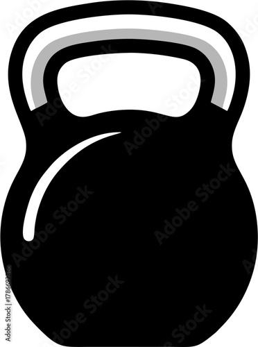 Stylized black kettlebell icon, perfect for illustrating robust strength training, intense gym workouts, and home fitness routines, symbolizing power and physical well-being