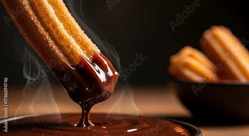 Delicious Churro Dipped in Chocolate A Sweet and Tempting Dessert Delight