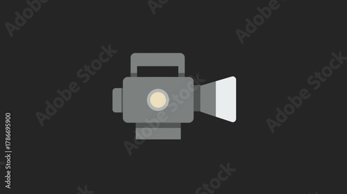 Flat Design Video Camera Icon. Simple Illustration of a Camcorder for Filming and Recording Media.
