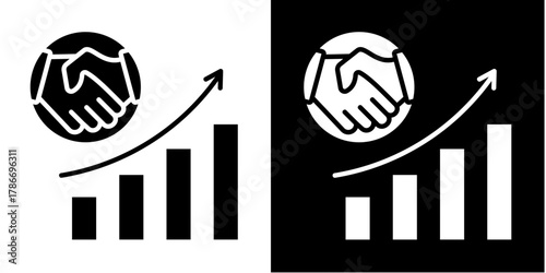 Business Growth Together   Icon Set White Style Collection