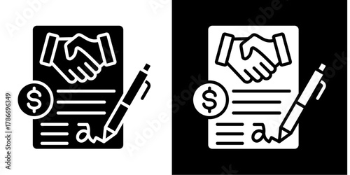 Partnership Deal Signed   Icon Set White Style Collection