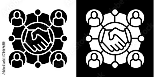 Cross-Company Collaboration   Icon Set White Style Collection