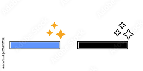 Progress bar spark icon showing a horizontal loading bar with a tiny sparkle at the end. Ideal for progress completion visuals, UI success states, and modern productivity concepts.