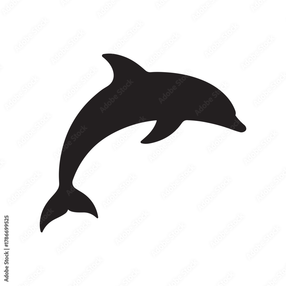 Fototapeta premium Elegant dolphin silhouette illustration for ocean wildlife and sea conservation projects graphic design element perfect for environmental awareness campaigns and marine biology materials
