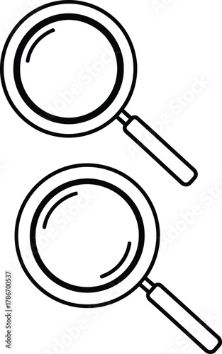 Two simple magnifying glasses appear in black outlines against a transparent backdrop