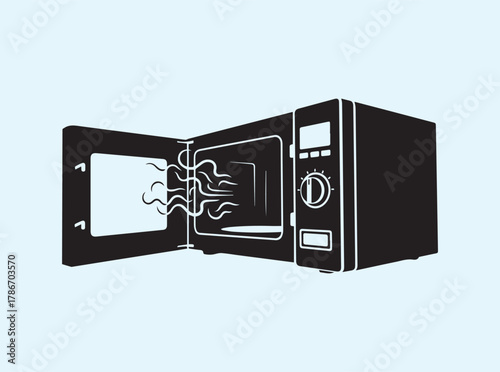 Kitchen Counter Microwave Silhouette with Open Hatch
